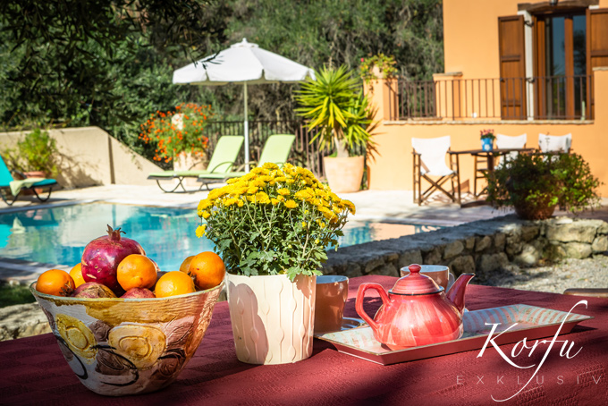 Ferienhaus Korfu Luxusvilla Pool arillas kavvadades exklusiv griechenland urlaub luxuriös pool meerblick sandstrand premium